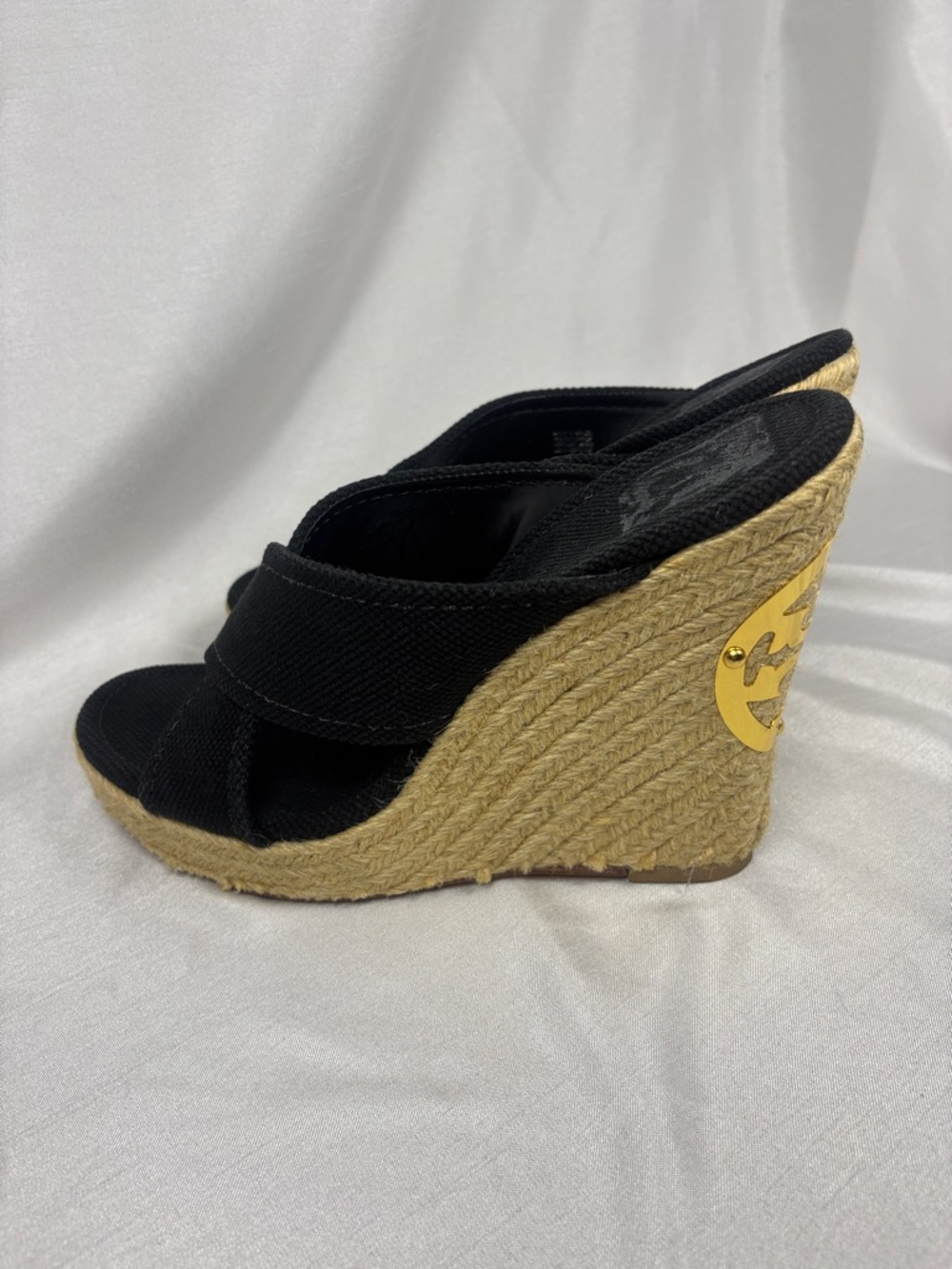 Tory Burch Black Crisscross Platform Espadrille Slides - Picture 3 of 8